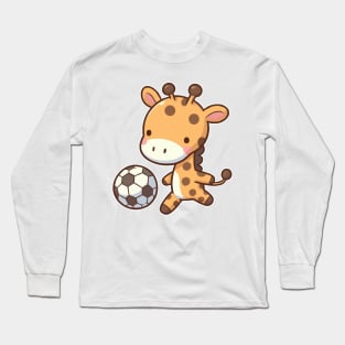 Cute giraffe Play Soccer Long Sleeve T-Shirt